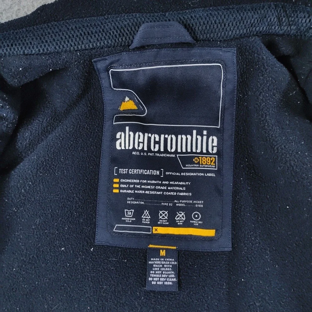 Abercrombie & Fitch Jacket Mens Medium Blue White 1892 Mountain Outerwear Zip-Up
